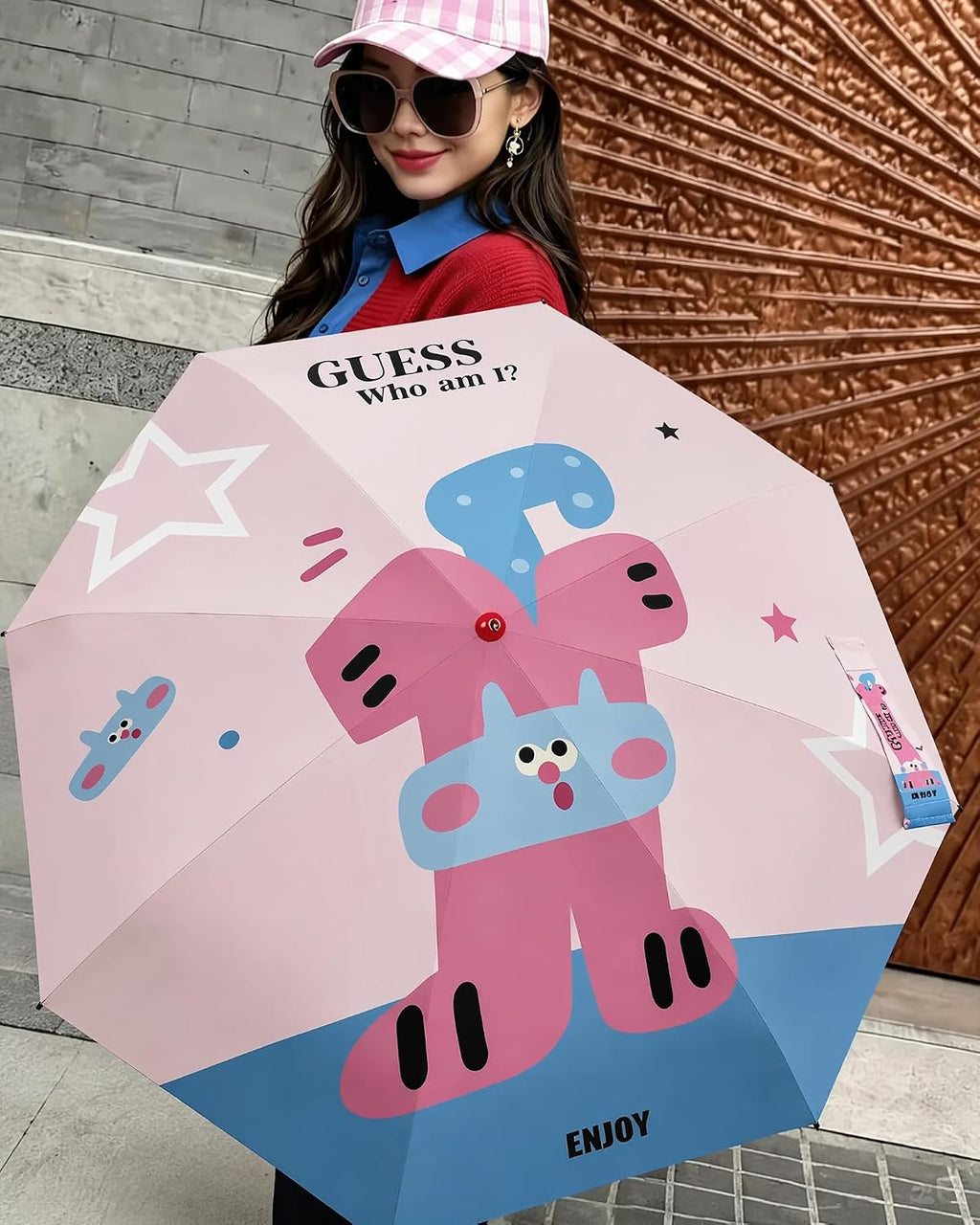 Cute Cartoon Umbrella, UPF 50+ Compact for Women