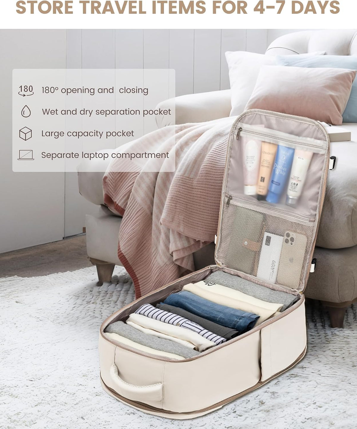 LOVEVOOK Travel Backpack For Women,50L Carry On TSA Personal Item Bag