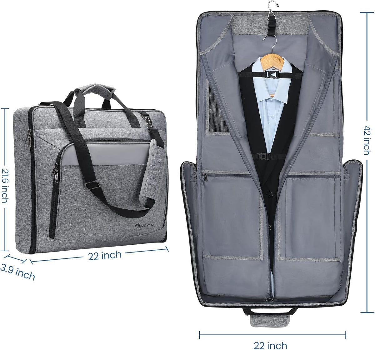 Modoker Carry On Garment Bags for Travel Hanging Clothes Suit Bag Luggage Organizer, Foldable Suit Carrier Gift for Men Women