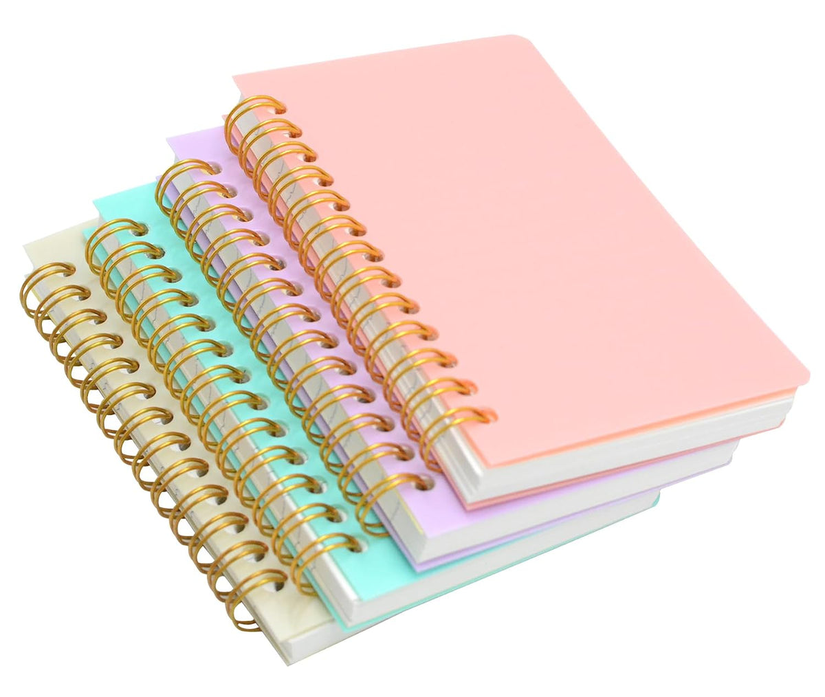 4pcs Small Spiral Notebook College Ruled 3x5inch Mini Cute Pocket Journals PP plastic cover 160 Pages 7mm Lined Pages Tiny Memo Pads for Home, Office, Work, Travel (4pcs Light color)