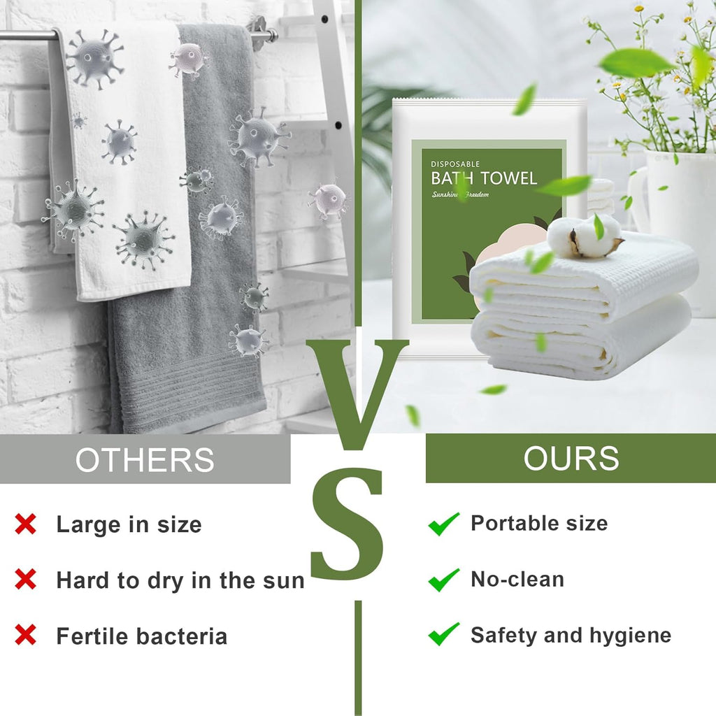 Disposable Bath Towels, 20 Pack 55" x 27.5" Ultra Soft, Quick Dry Disposable Body Towels, Portable Travel Towel for Hotel Camping Beach Swimming Gym Sauna Spa, Personal Care Pet Towels