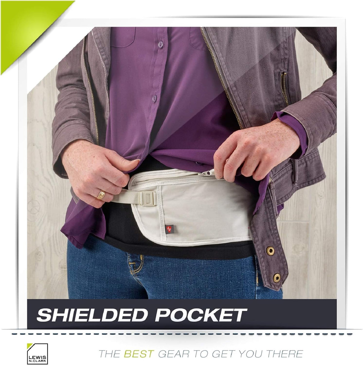 Lewis N. Clark Travel Money Belt Pouch, Slim RFID Blocking Anti Theft Waist Stash Pouches for Cash, Cards and Passport Holder