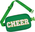PainZieteg Cheer Fanny Pack for Girls, Chenille Letter Nylon Belt Bag Green