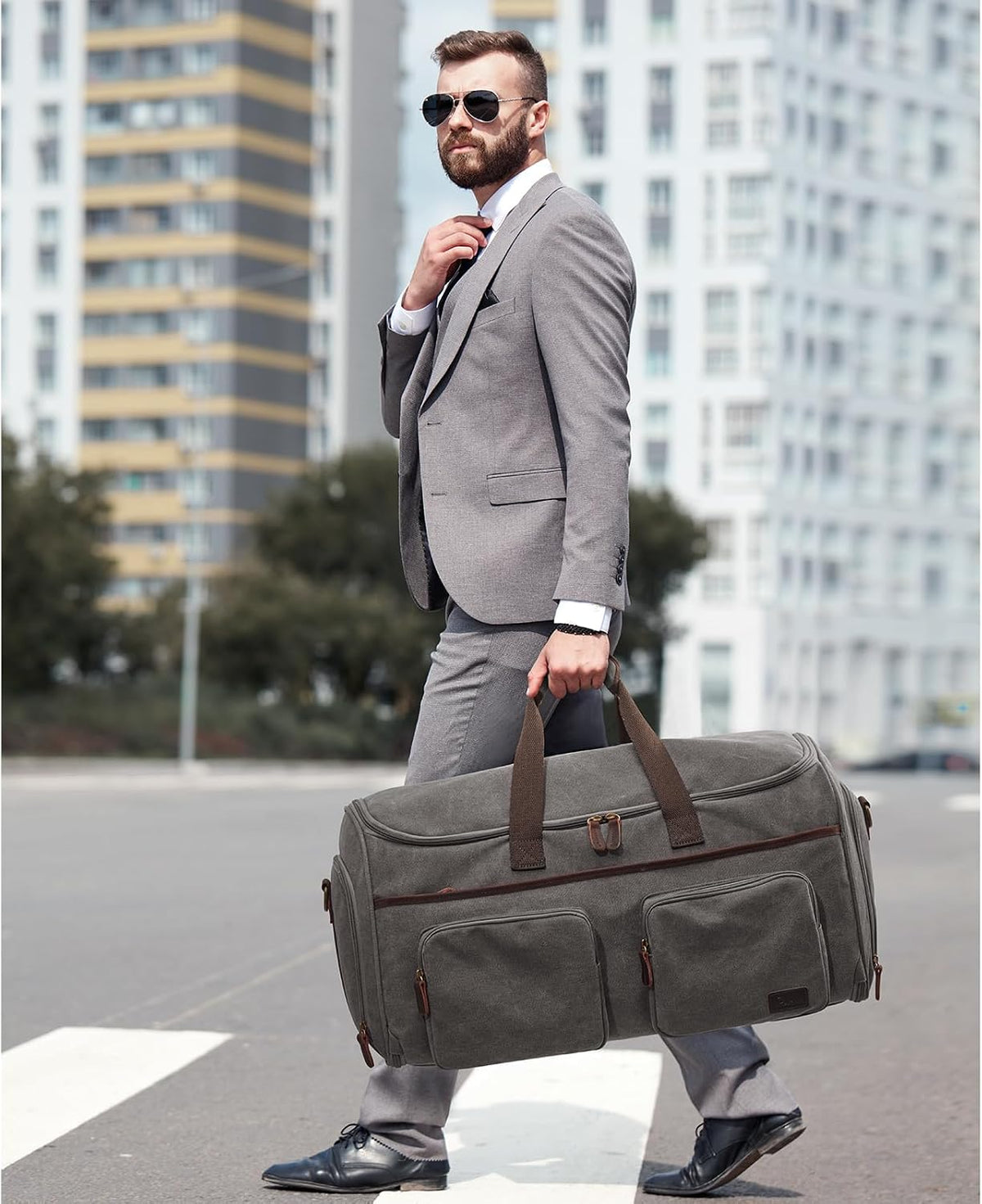 Garment Bag for Travel, S-ZONE Duffle Bag for Men Travel Convertible Suit Bags Carry on Luggage Women Hanging Suitcase Travel Bag with Toiletry Bag