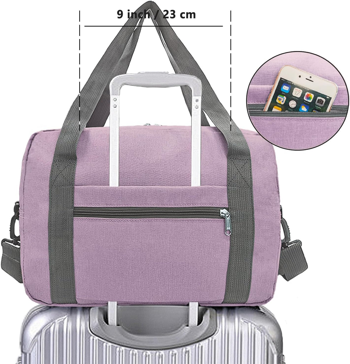 For Spirit Airlines Personal Item Bag 18x14x8 in Underseat Carry-on Luggage foldable Travel Duffle Bag for Airplanes(30L, Purple)