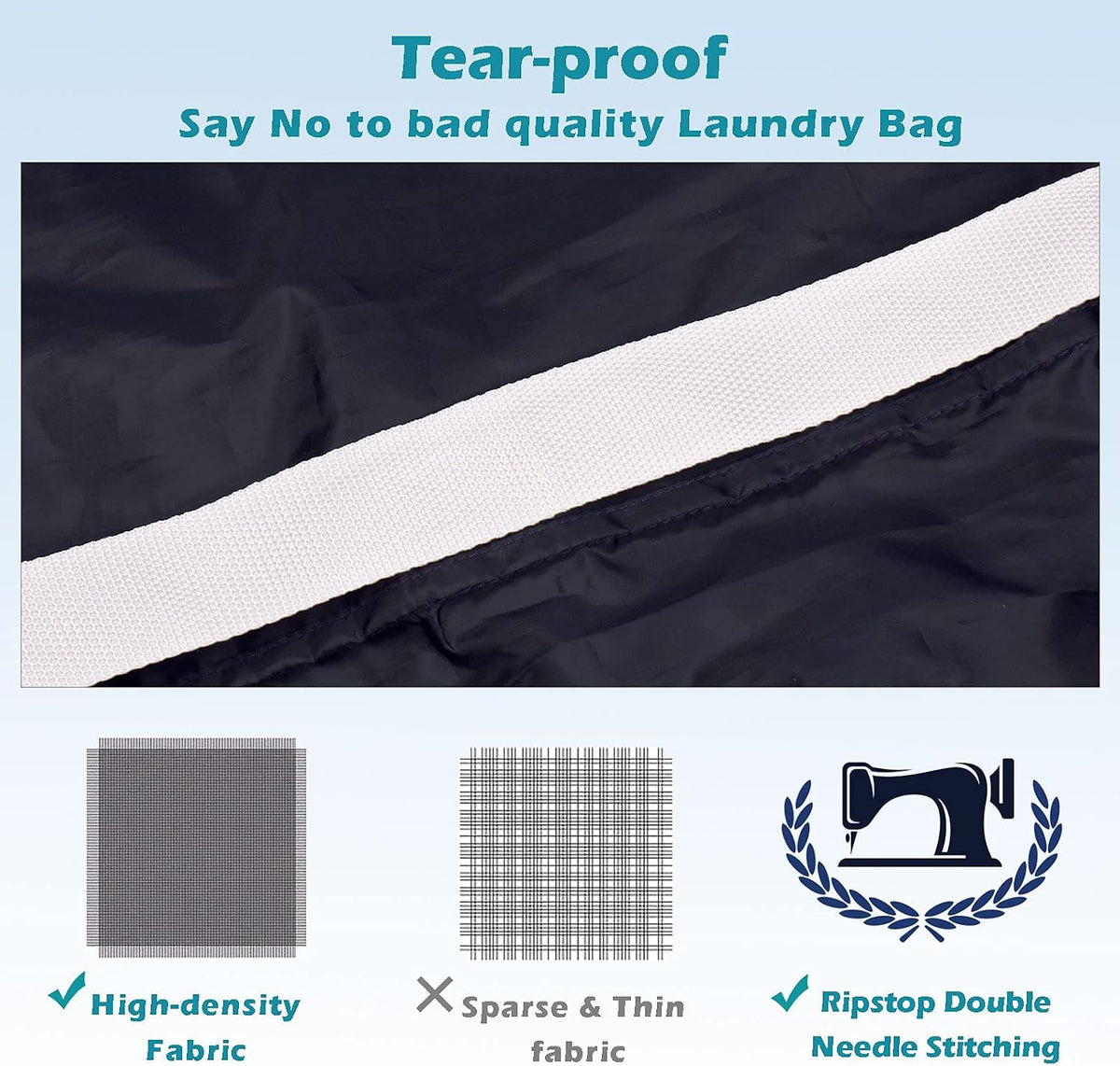 Coomee Heavy Duty Laundry Bag, 2 Pack XL Nylon Laundry Bags with Straps