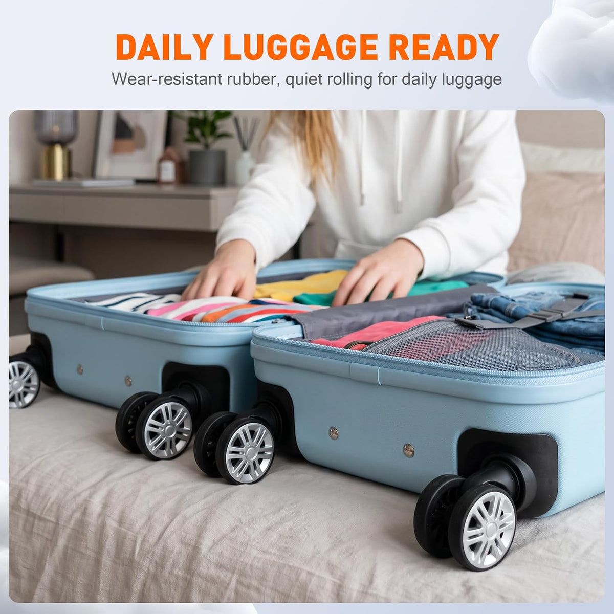 1 Pair Luggage Replacement Wheels, Rubber Suitcase Repair Casters EA150