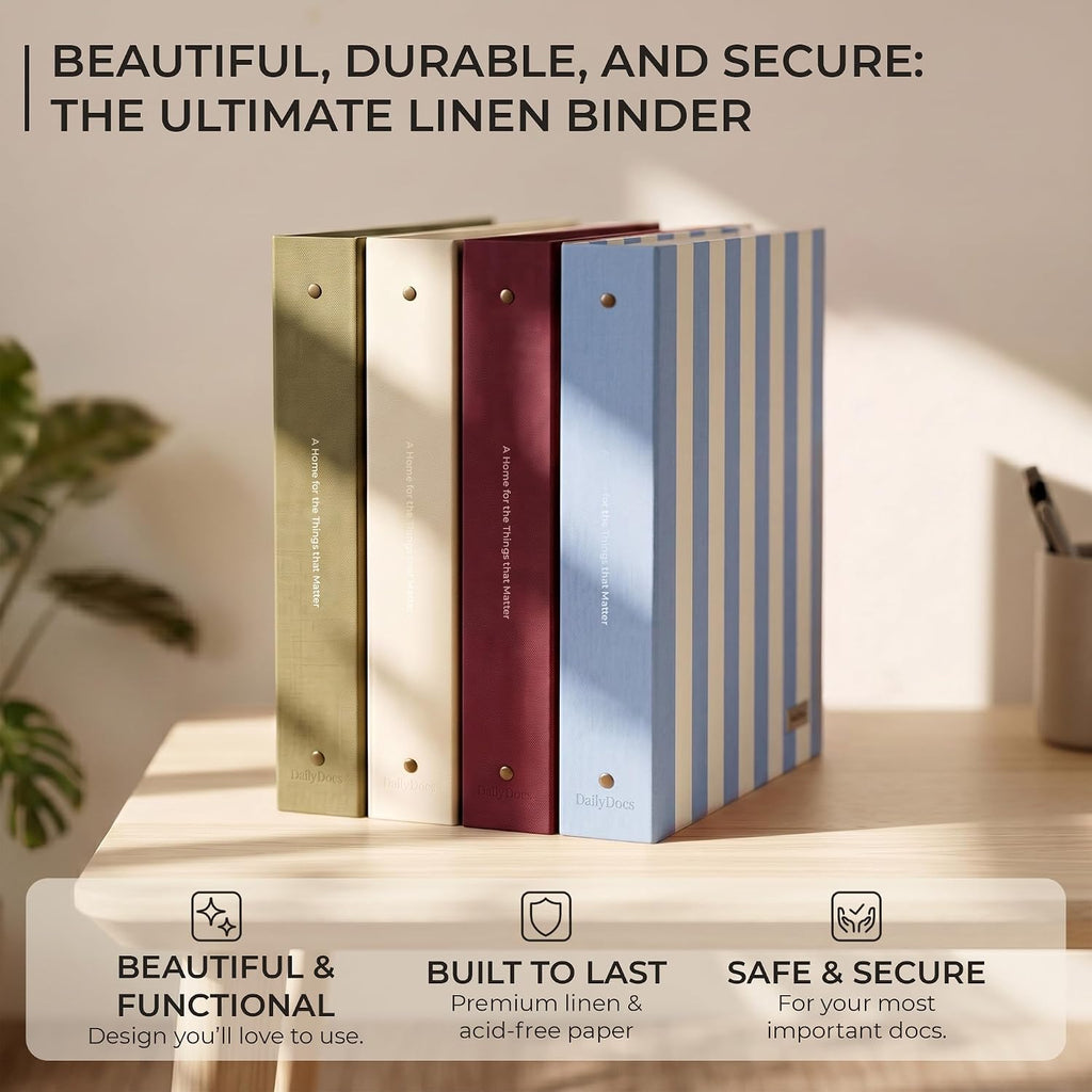 Document Organizer Binder for Important Papers & Passports, Olive