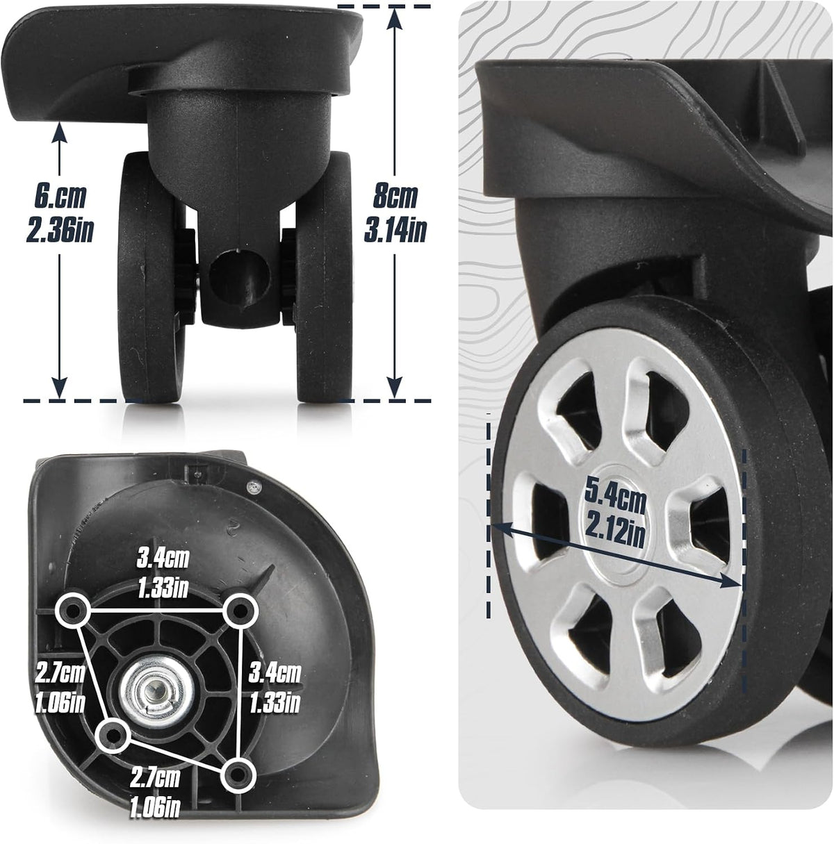 1 Pair Smooth Luggage Replacement Wheels DL045, Low-Noise Swivel Casters