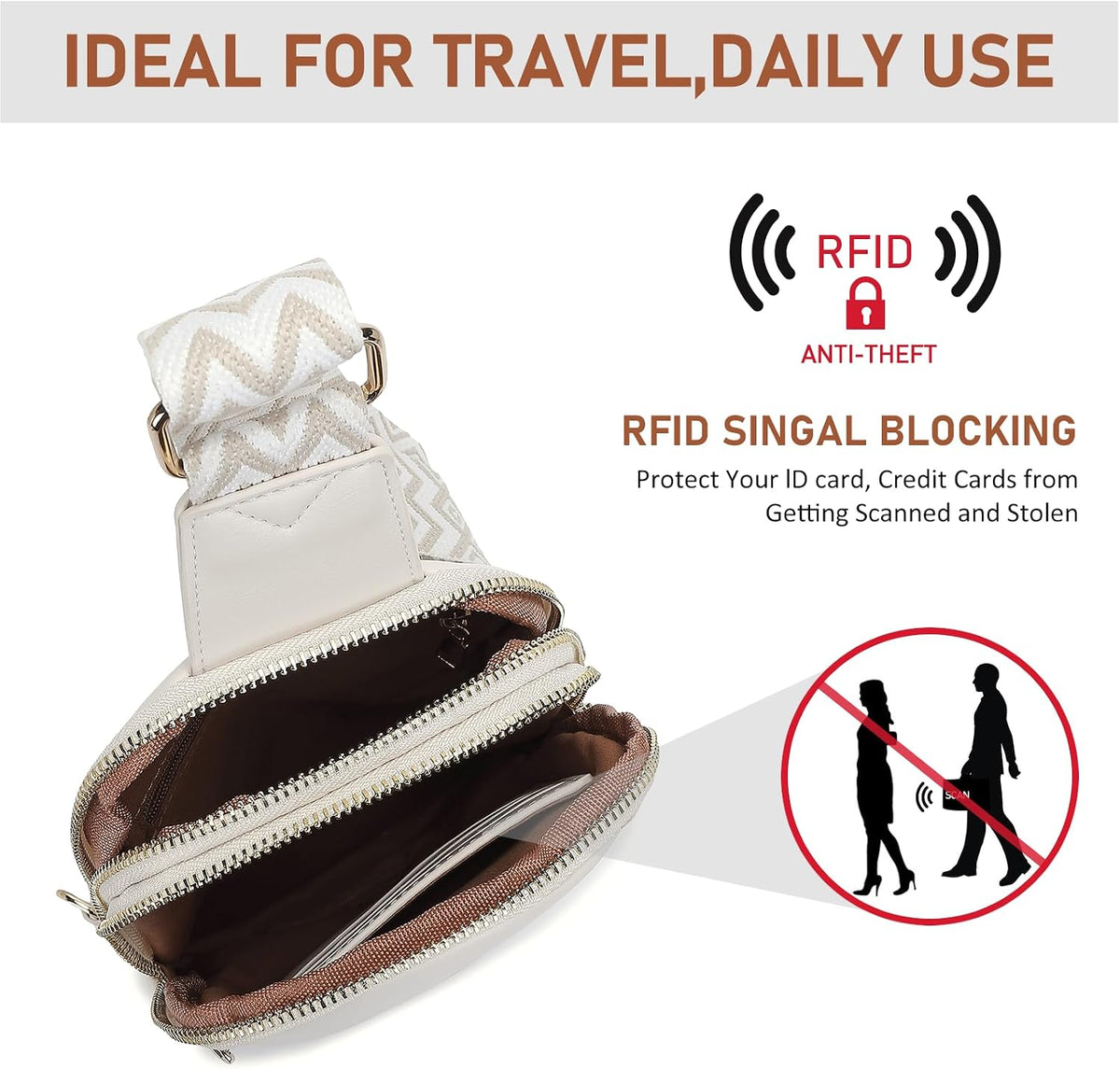 DIOMO Small Crossbody Bags for Women,Anti Theft RFID Travel Sling Purse