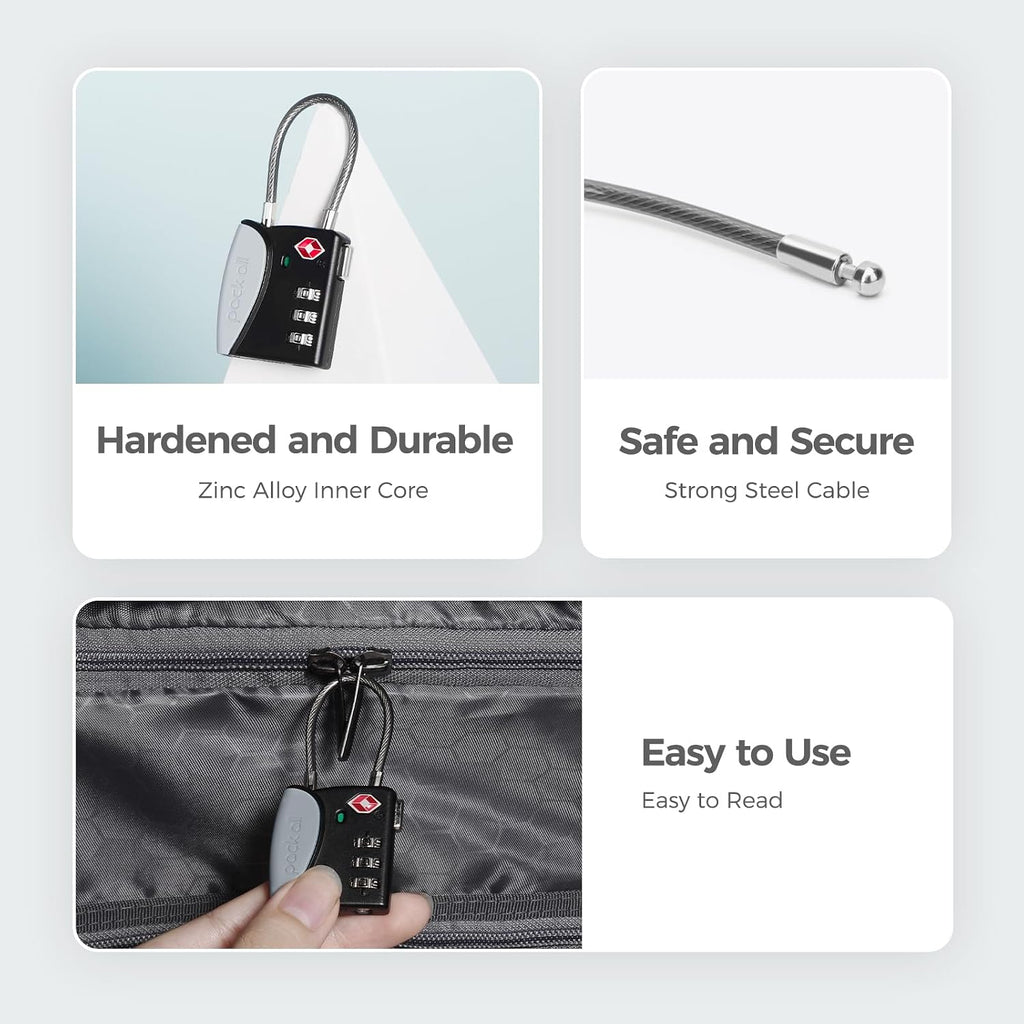 pack all TSA Approved Travel Luggage Locks, Resettable 3-Digit Code