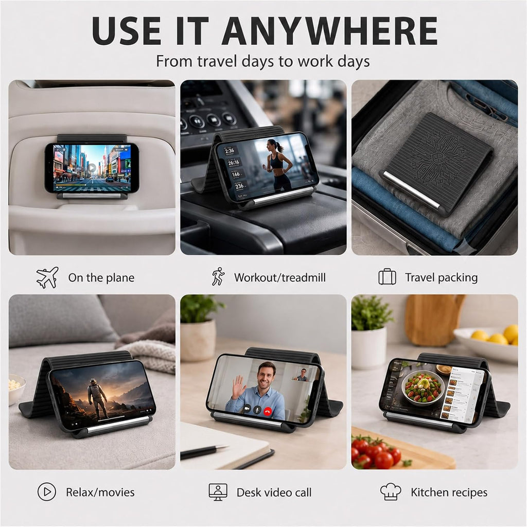 2PCS Portable Foldable Silicone Aluminum Phone Holder, Orange&Black