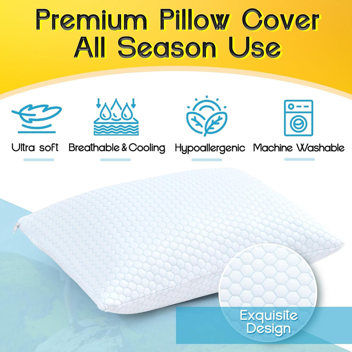 1 MIDDLE ONE Travel Pillow for Sleeping Camping, Memory Foam Small Pillow with Breathable Cover for Backpacking, Airplane, Car (17.5 x 12 Inch)