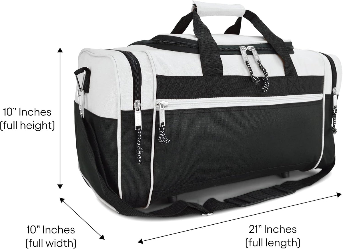 DALIX 21" Sports Duffle Bag Gym Travel Pack in White