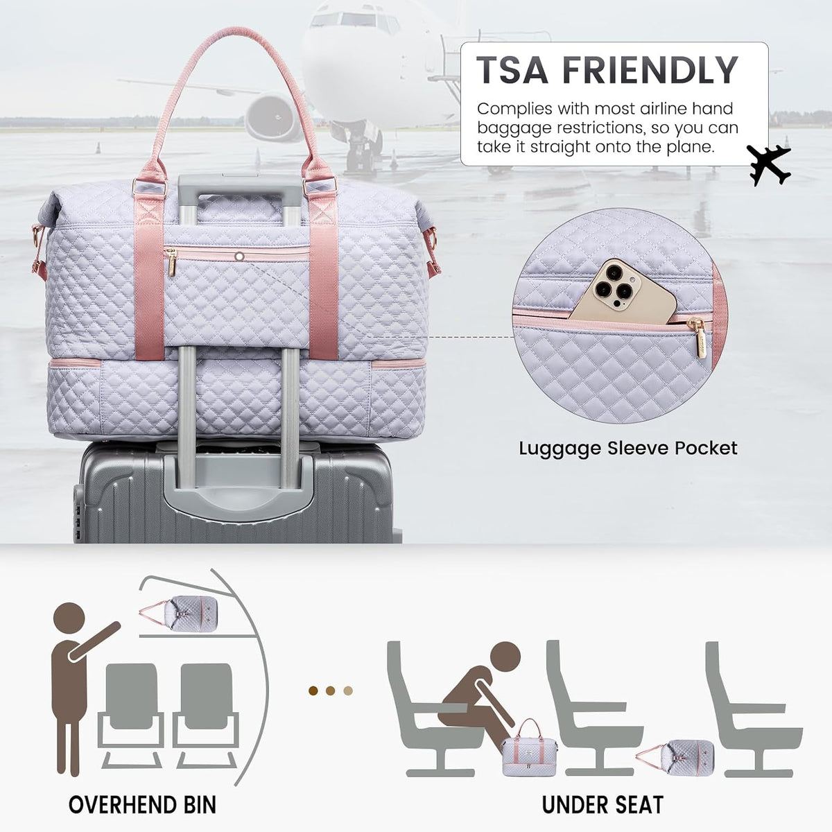 LOVEVOOK Travel Duffle Bag,Weekender Bags for Women with Shoe Compartment