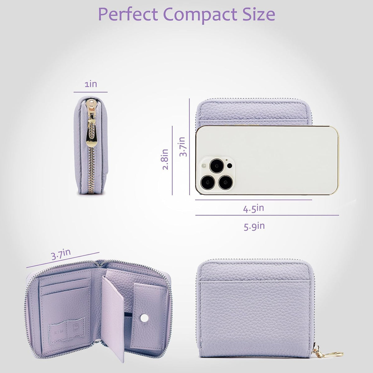 RFID Blocking Small Wallet for Women, Zip Around Design