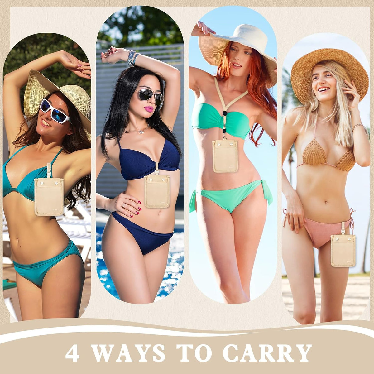YOYI YOYI RFID Blocking Bra Wallet Neck Strap Secret Stash Pocket Cash Card