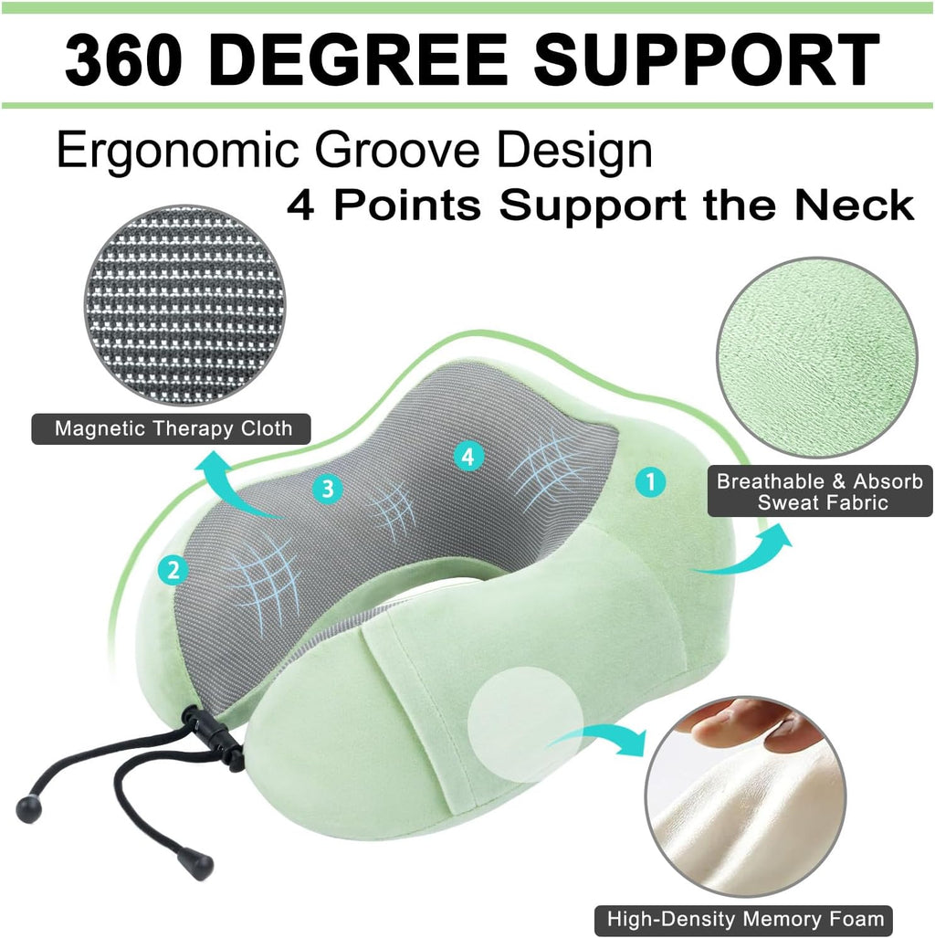 urnexttour Travel Pillow and Blanket Set Neck Pillow Airplane Foam Sage