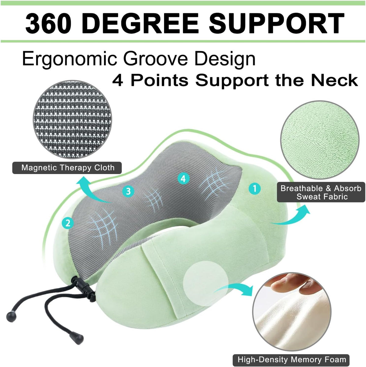 urnexttour Travel Pillow and Blanket Set Neck Pillow Airplane Foam Sage