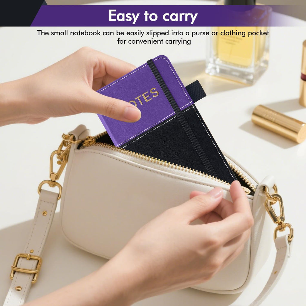 Small Lined Notebook, Pocket Journal Notebook, 3.8" x 7", 140 Pages 100GSM Paper, Leather Hardcover, Mini Diary Notepad for Women/Men, Writing, Travel, Work