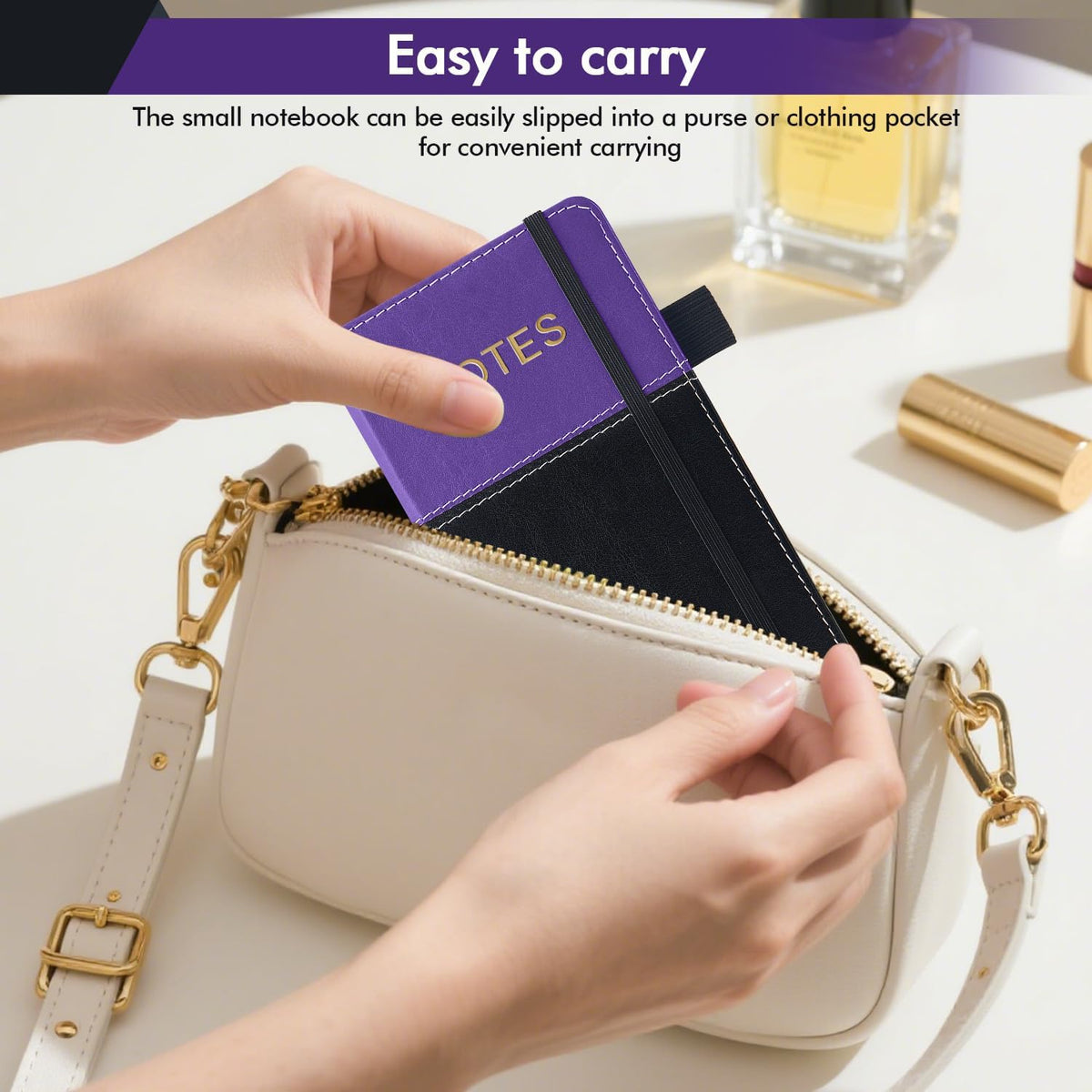 Small Lined Notebook, Pocket Journal Notebook, 3.8" x 7", 140 Pages 100GSM Paper, Leather Hardcover, Mini Diary Notepad for Women/Men, Writing, Travel, Work