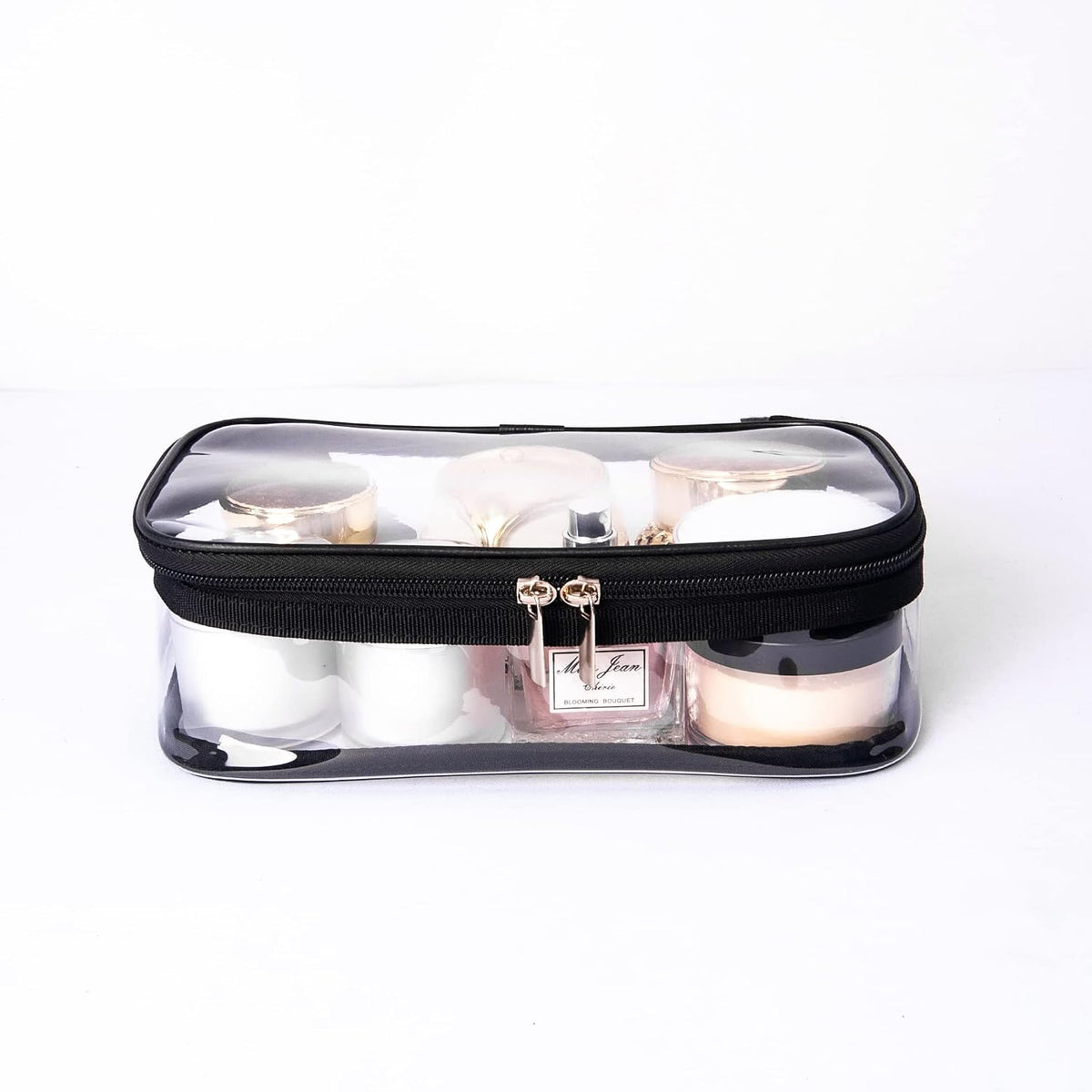Portable Zippered Transparent Vinyl Travel Cosmetic Bag Clear PVC Makeup Kits Organizer Utility Pouch See Through Plastic TSA Approved Toiletry Carry Pouch