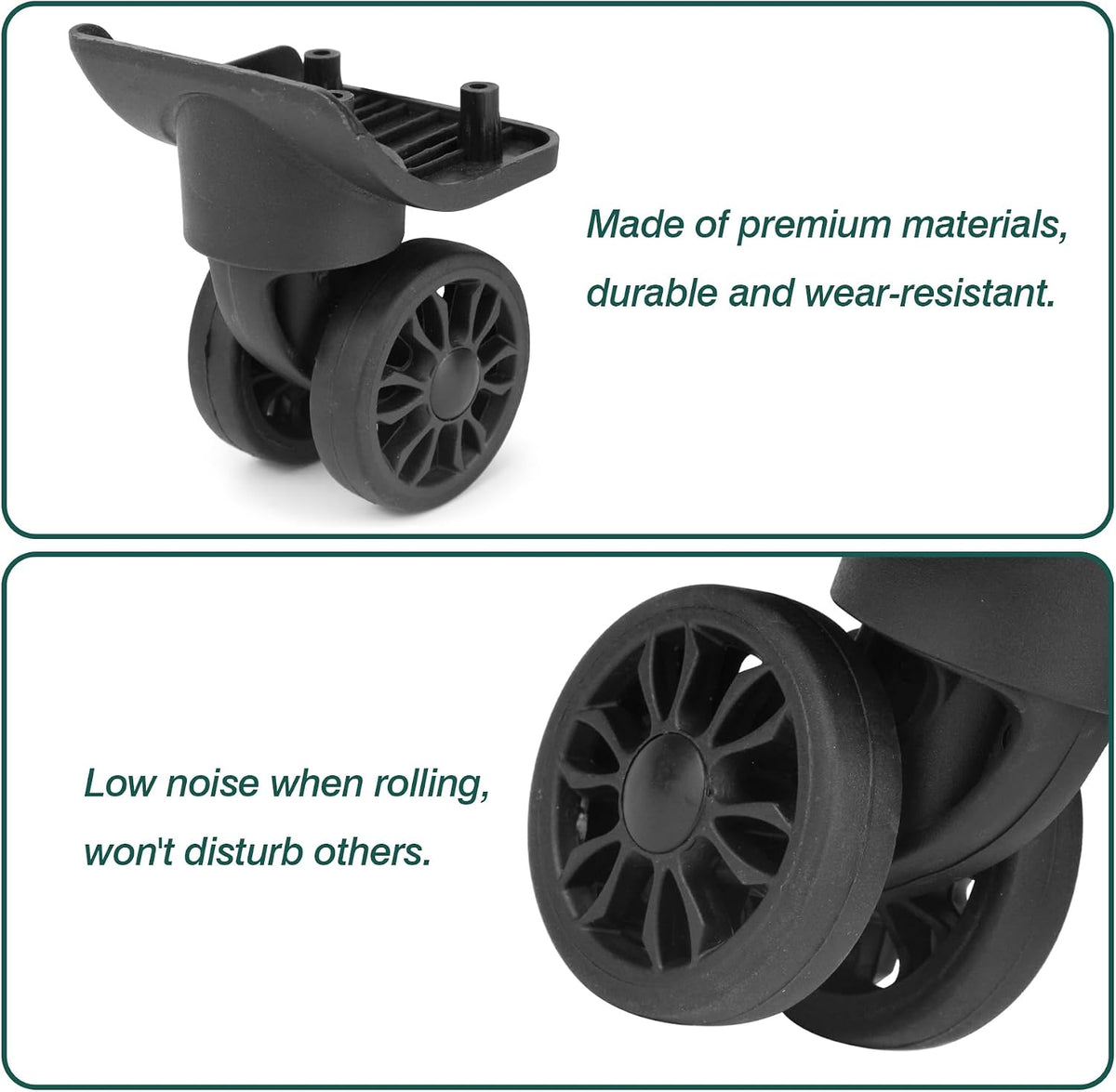 1Pair Double Row Luggage Replacement Caster Wheels Suitcase Repair EA149-2