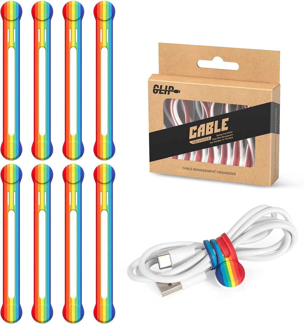 Kanemc 8 Pack Magnetic Cable Tie, 4.72'' Silicone Long Cord Ties