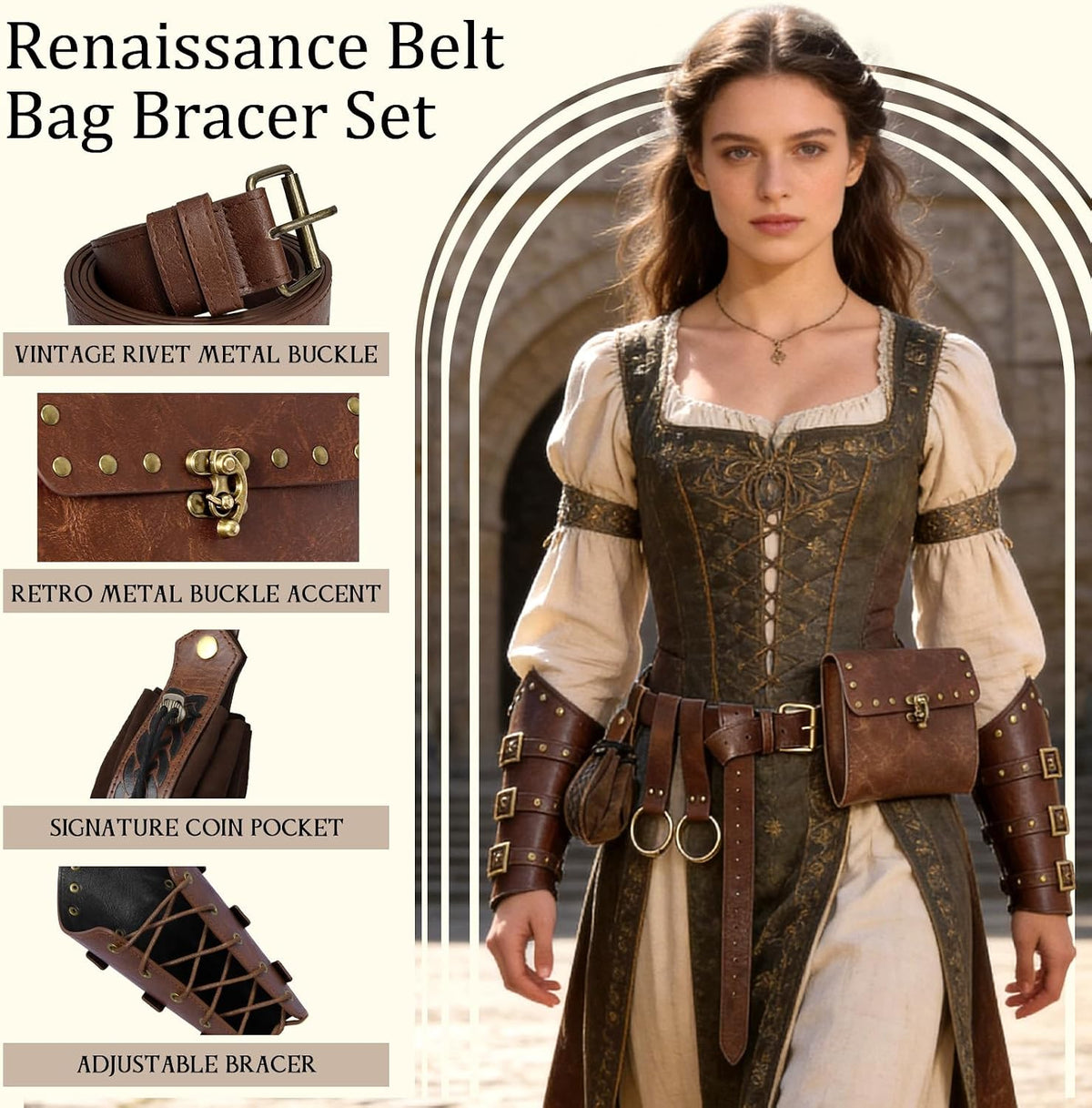 Renaissance Belt Pouch Medieval Pirate Costume Accessories Set for Cosplay
