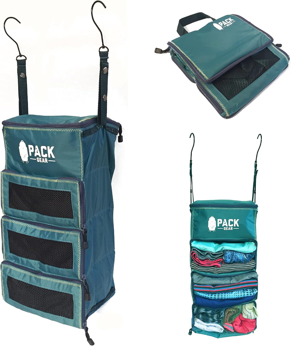 Pack Gear Small Hanging Carry-On Organizer with Mesh Windows, Green