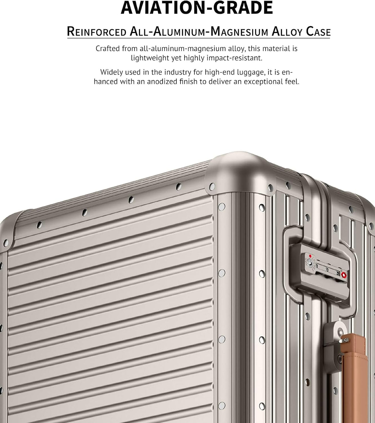 All Aluminum Carry On Luggage 20 inch Zipperless Suitcase,Gold