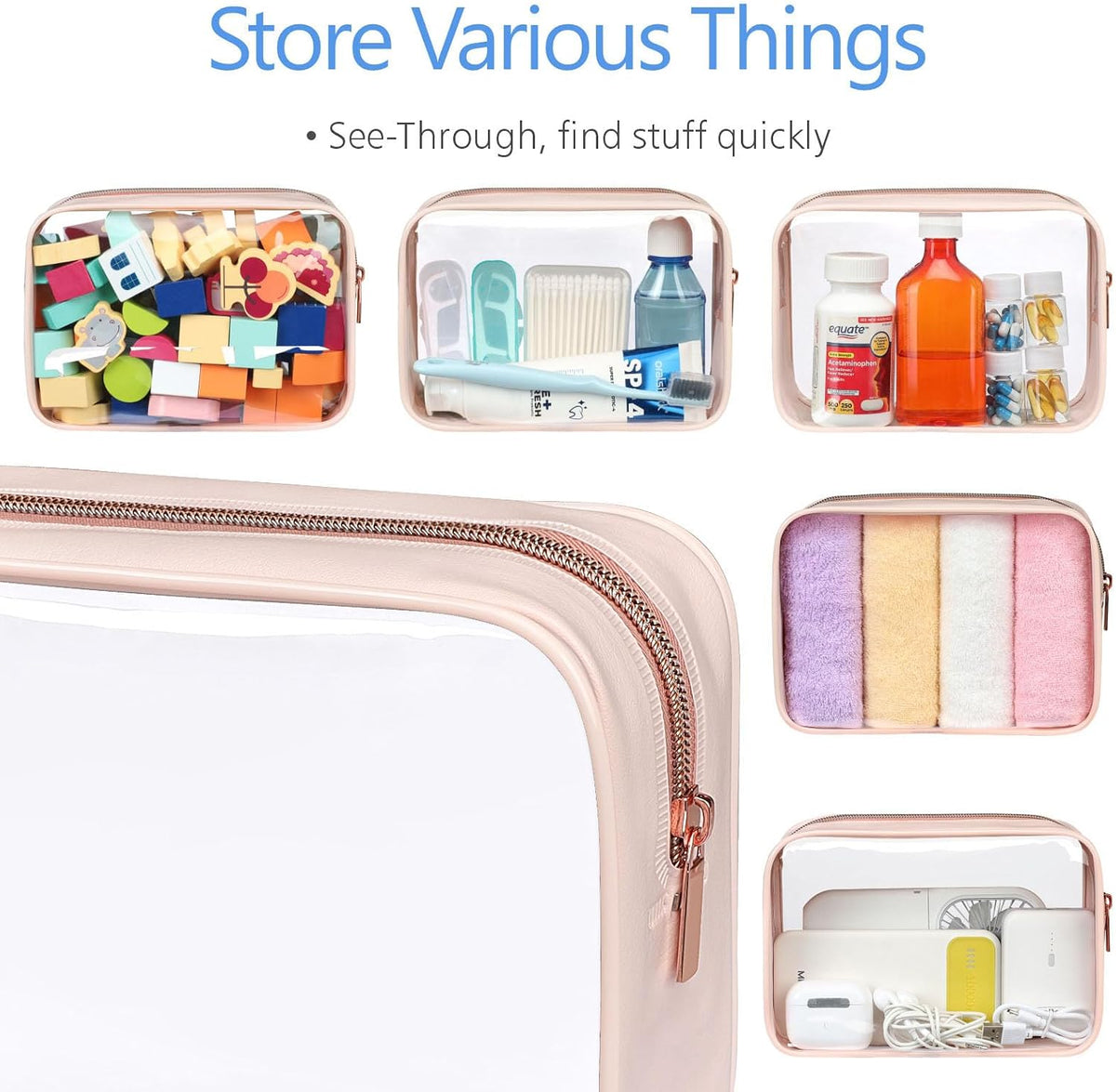 PACKISM Clear Makeup Bag Foldable - TSA Approved Toiletry Bag for Travel
