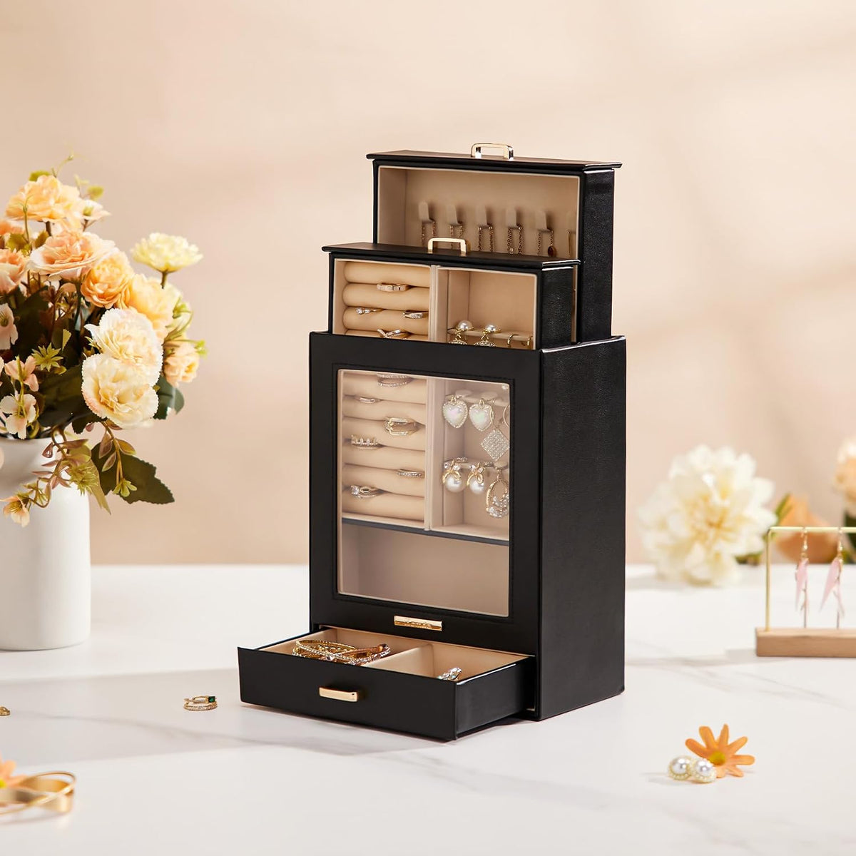 Homde Display Jewelry Box for Girls: Starter Organizer with Clear Window