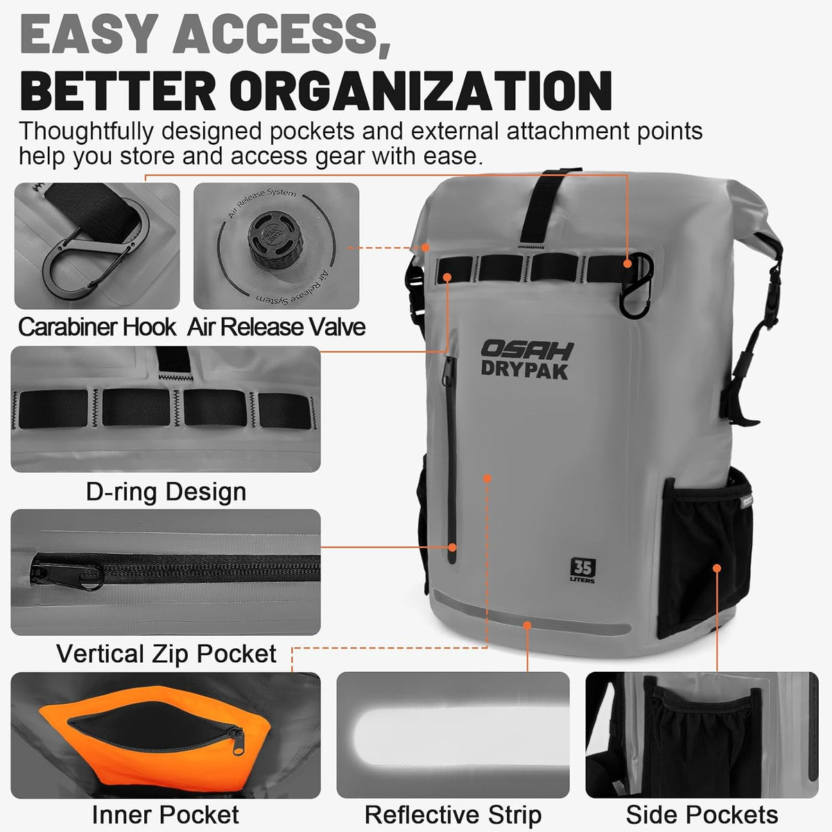 Waterproof Dry Bag Backpack 25L/35L/55L/85L, Roll-Top Heavy Duty Rucksack