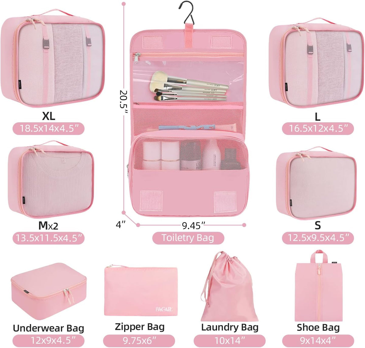 BAGAIL 6 Set/8 Set/10 Set Packing Cubes Various Sizes Packing Organizer for Travel Accessories Luggage Carry On Suitcase