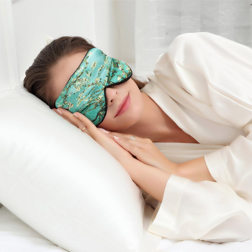 Alaska Bear Mulberry Silk Sleep Mask, Cool and Smooth(Blossom Almond)