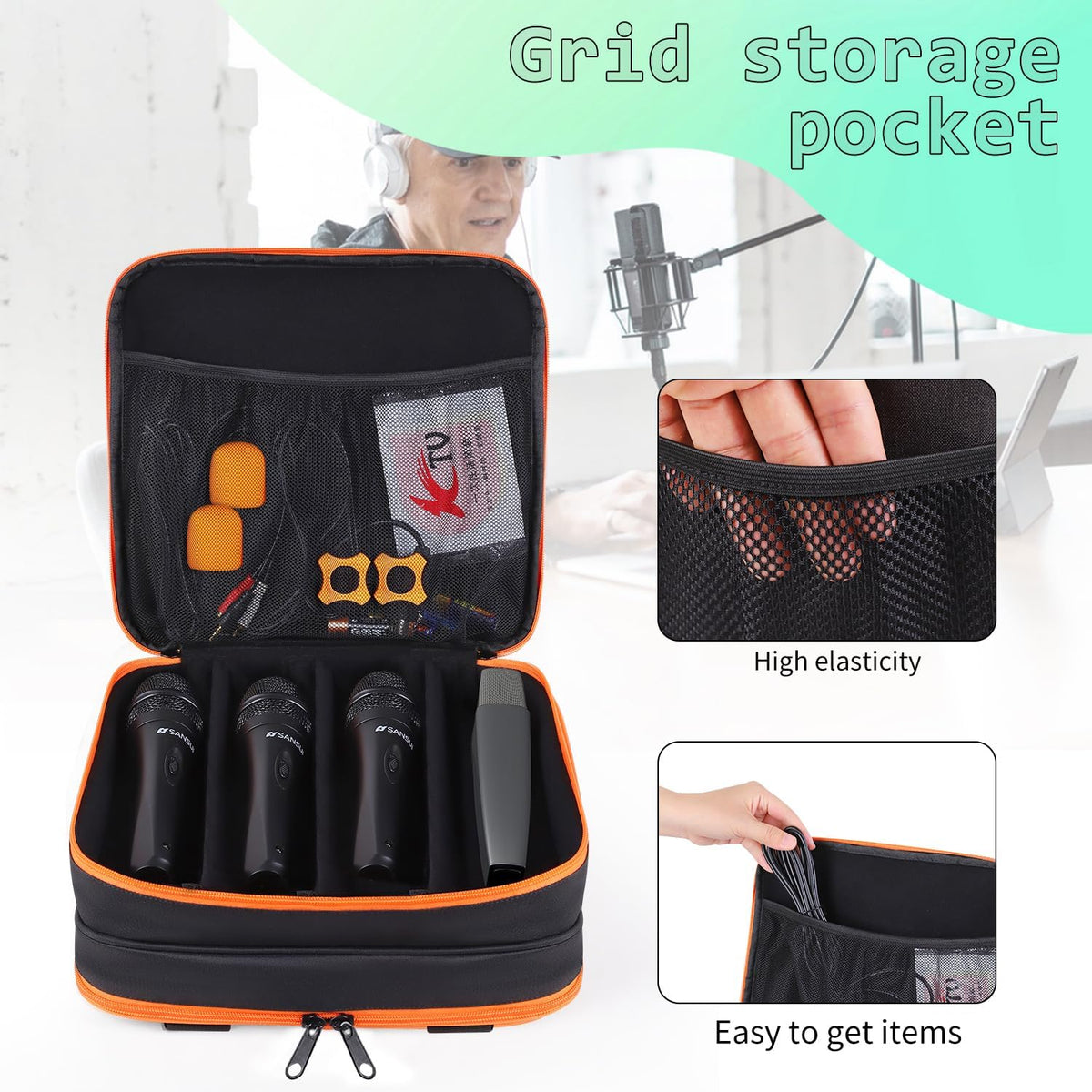Microphone Case,Wireless Microphone Bag,Portable Storage Case