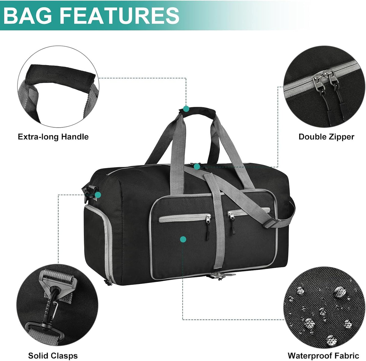 Dimayar 85L Foldable Duffle Bag for Travel, Lightweight Weekender Bags