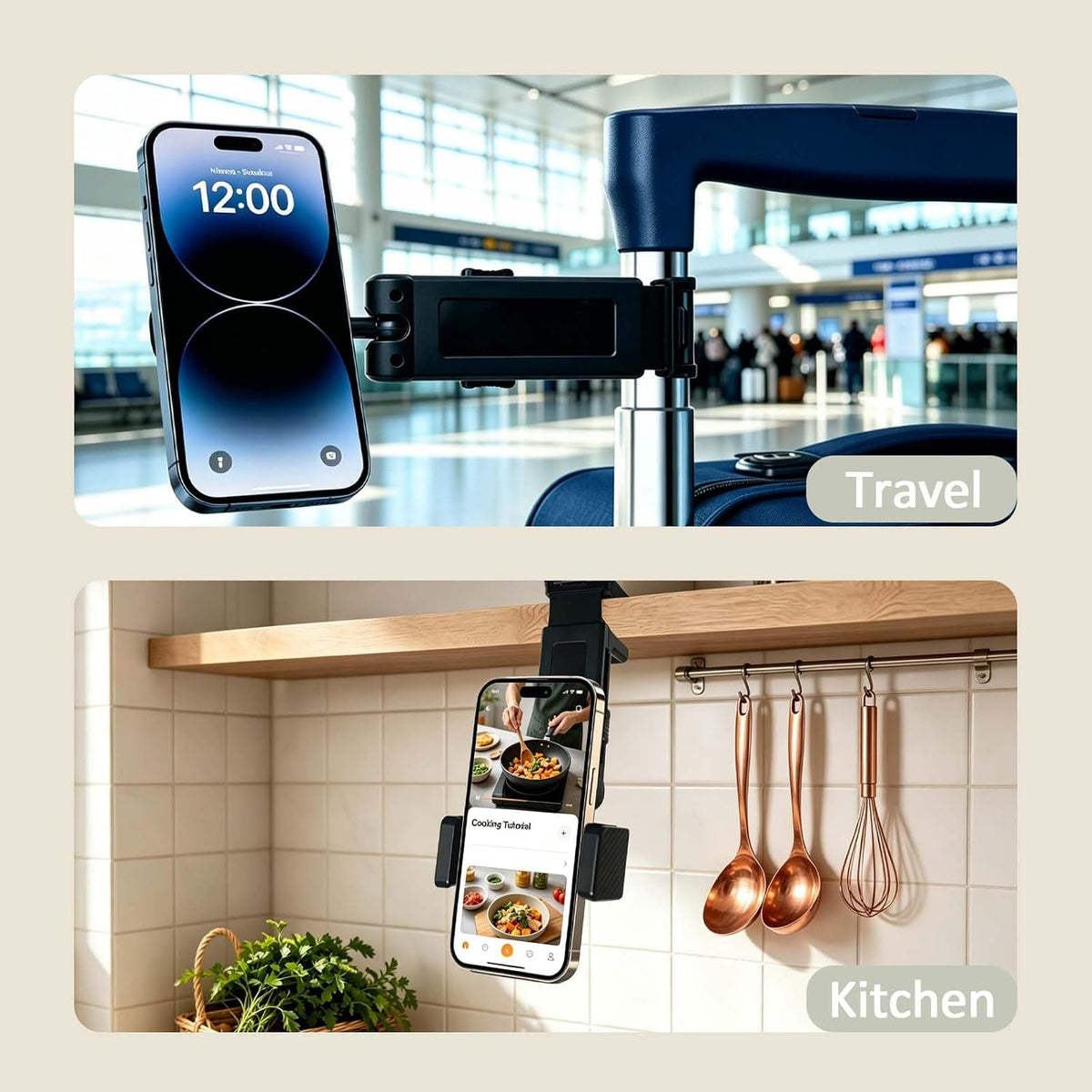 Airplane Travel Essentials Phone Holder for Desk,Magnetic Phone Holder with Clip, 360° Rotation, Travel Essential Mount for Airplane for Airplane, Travel Must Haves Phone Stand for Desk, Tray Table