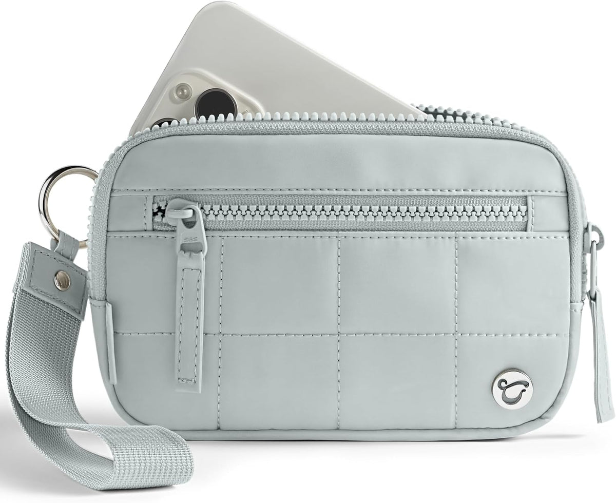 Uselike Womens Wallet Card Holder Purse with Zipper Quilted Phone Wallet RFID Blocking Small Wristlet Wallets for Everyday, Travel (Dawn Grey, Small)
