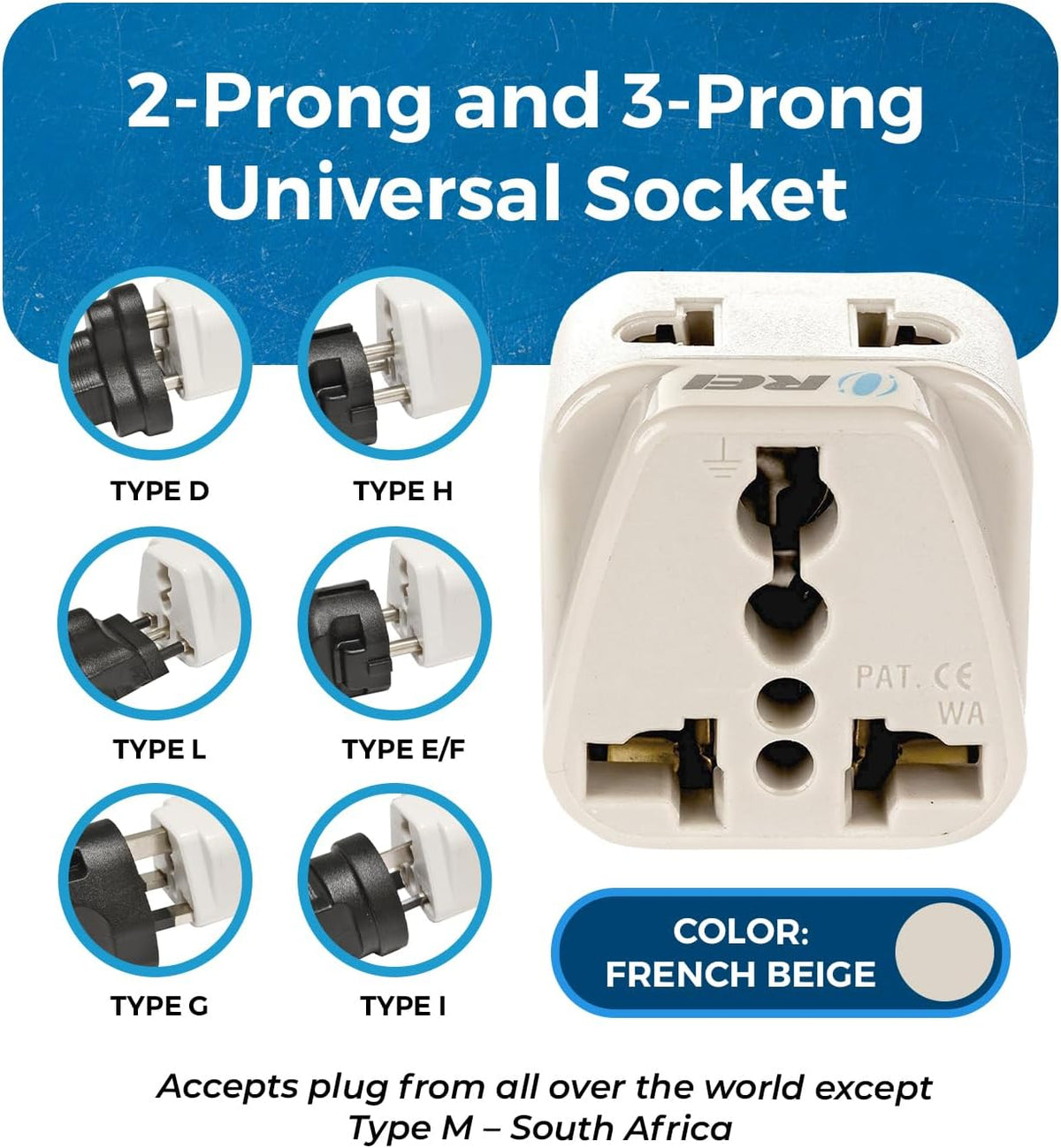OREI USA to Europe Type C Travel Adapter Plug, 2-in-1, CE, RoHS, 300 Pack