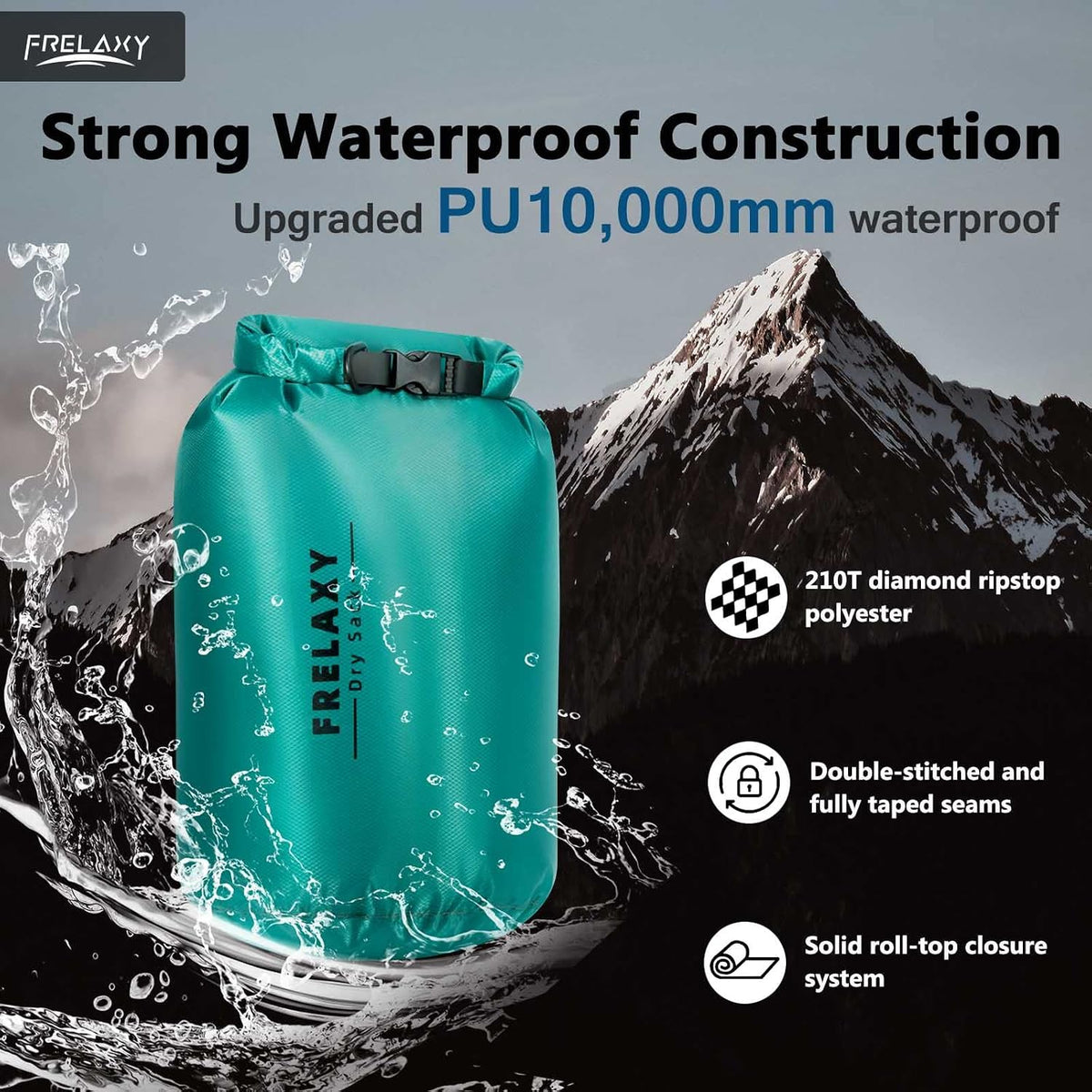 Frelaxy Waterproof Dry Bag 3 Pack, Lightweight Ripstop Dry Sack Set