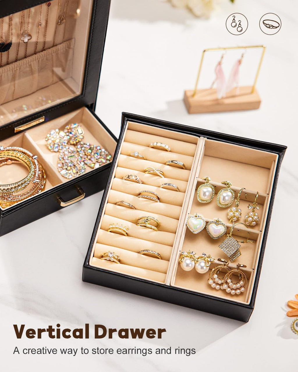 Homde Display Jewelry Box for Girls: Starter Organizer with Clear Window