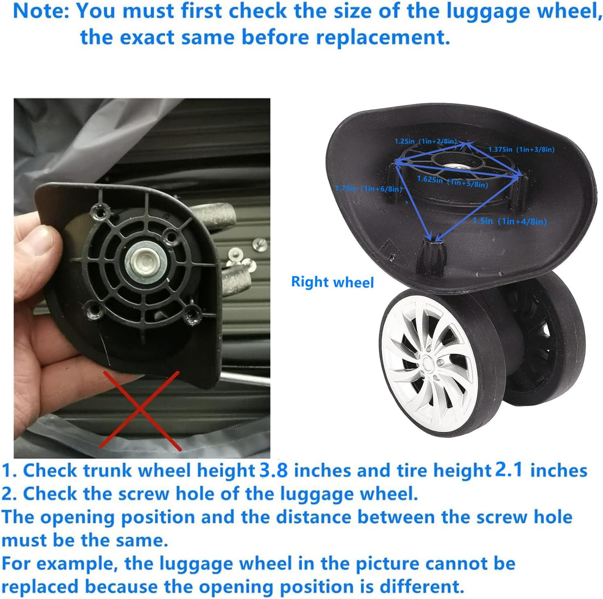 1 Pair Luggage Suitcase Wheel, Luggage Wheels Replacement Travel Suitcase Caster Wheels 360° Swivel, Trunk Luggage Wheel Spare Part Replacement Left and Right Wheels (A18)