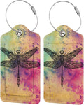 Dragonfly 2 Pcs Luggage Tags, Privacy Cover Id Label with Stainless Steel Loop and Address Card for Suitcases & Travel Bags