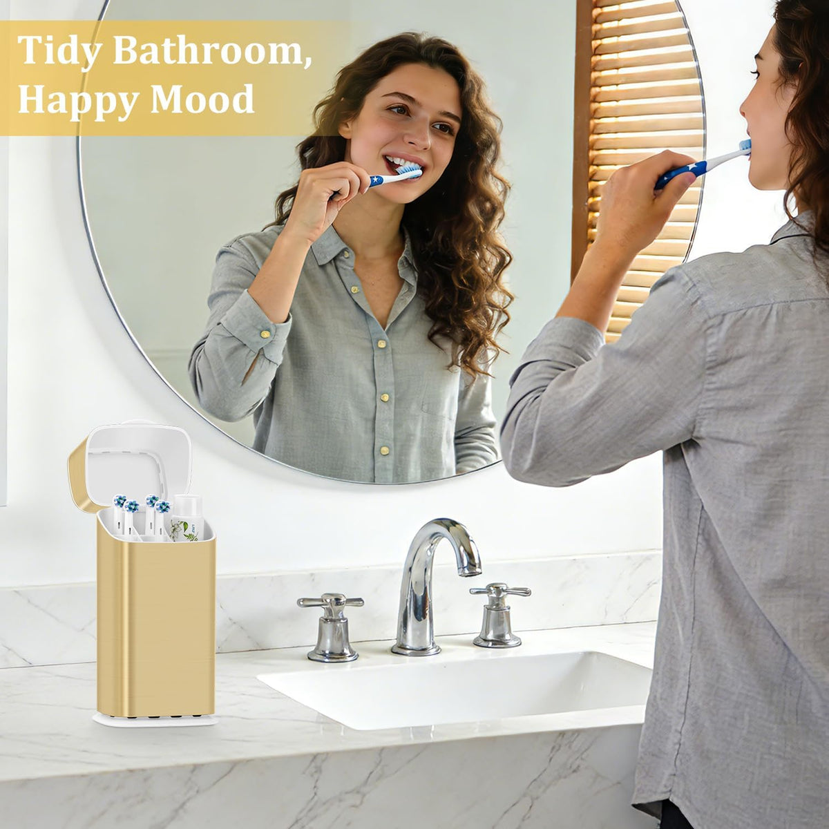 GFWARE Gold Electric Toothbrush Holder with Cover, Ventilated & Drainage