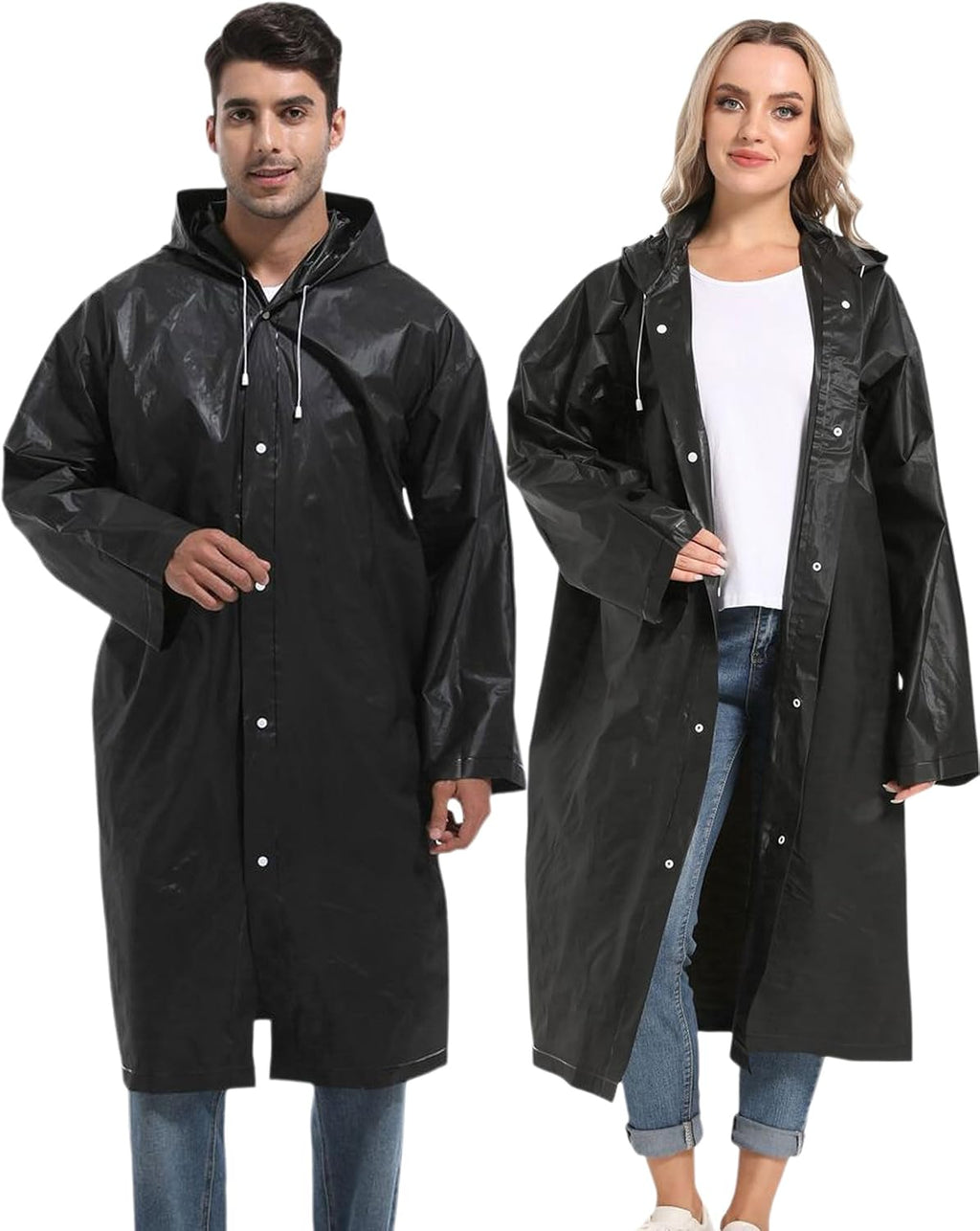 2PCS Borogo Rain Coats for Adults - Reusable Rain Jackets for Men & Women