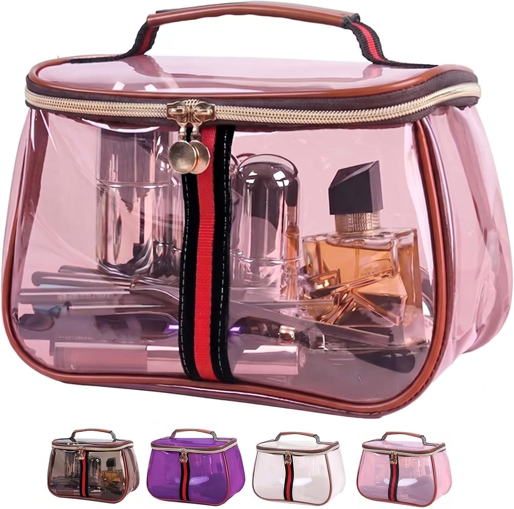 New Retro Vintage Vanity Bag, Clear Makeup Organizer with Handle