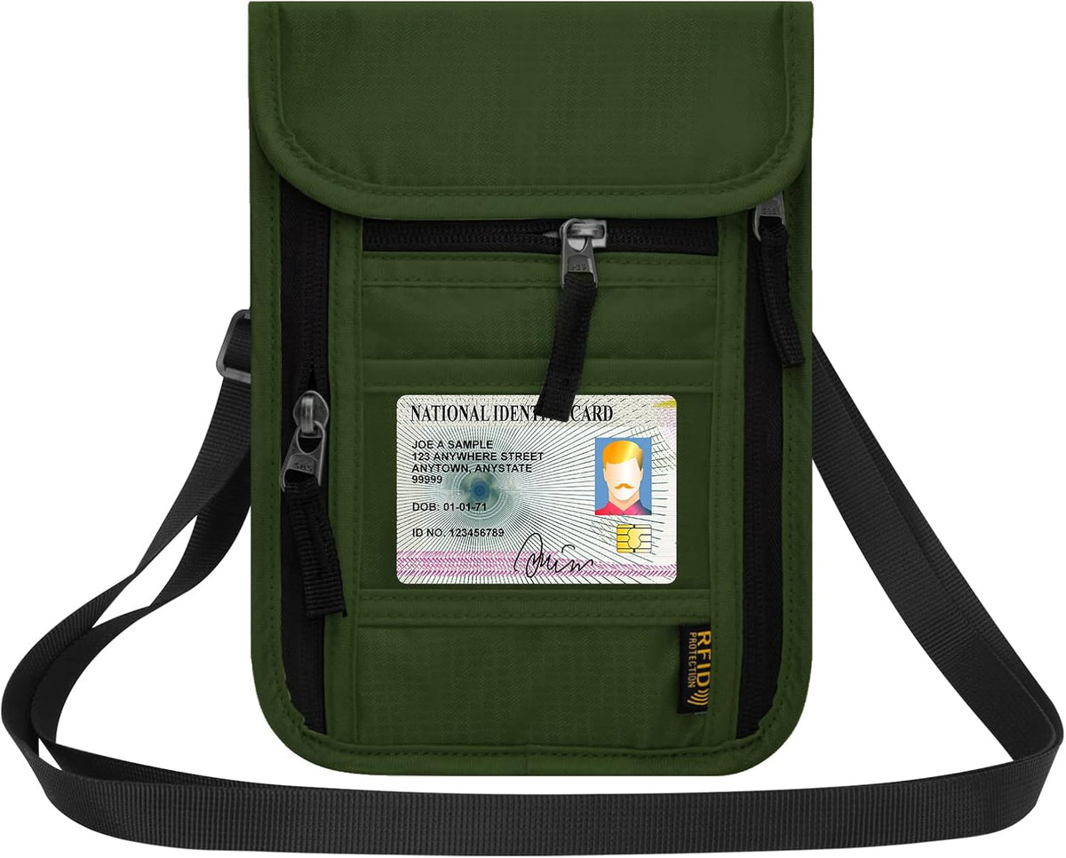 HOTEMIA Neck Wallet for Travel,Passport Holder Neck Pouch for Men Women with Adjustable Neck Strap and RFID Blocking