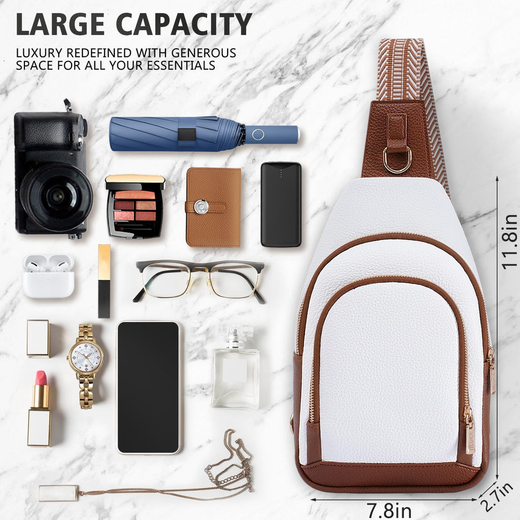 Personalized Crossbody Bag for Women Leather Sling Bags with Initial Letter Pack Chest Bag for Travel, Gift for Wife Mom